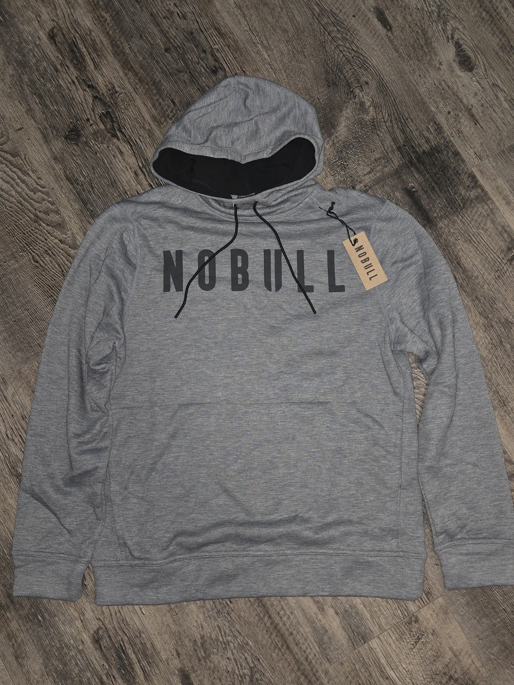 NOBULL Gray Athletic Pullover Hoodie with Black Logo - Unisex